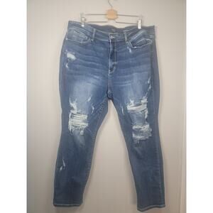 Judy Blue Womens 24W Boyfriend Jeans Distressed Light Wash Denim